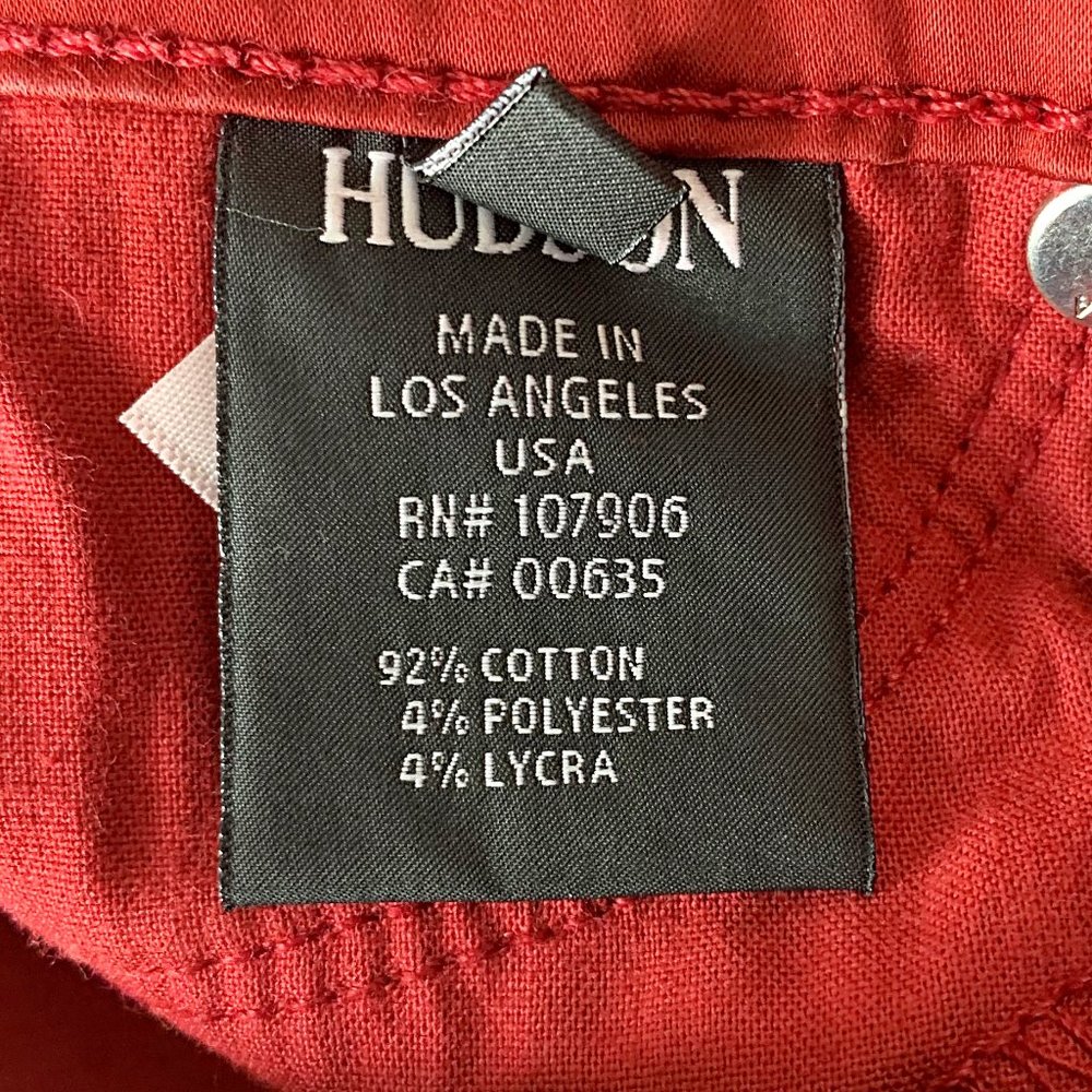 Hudson Nico Mid-Rise Super Skinny Ankle Jeans in Oxblood Wax Red - Picture 11 of 12